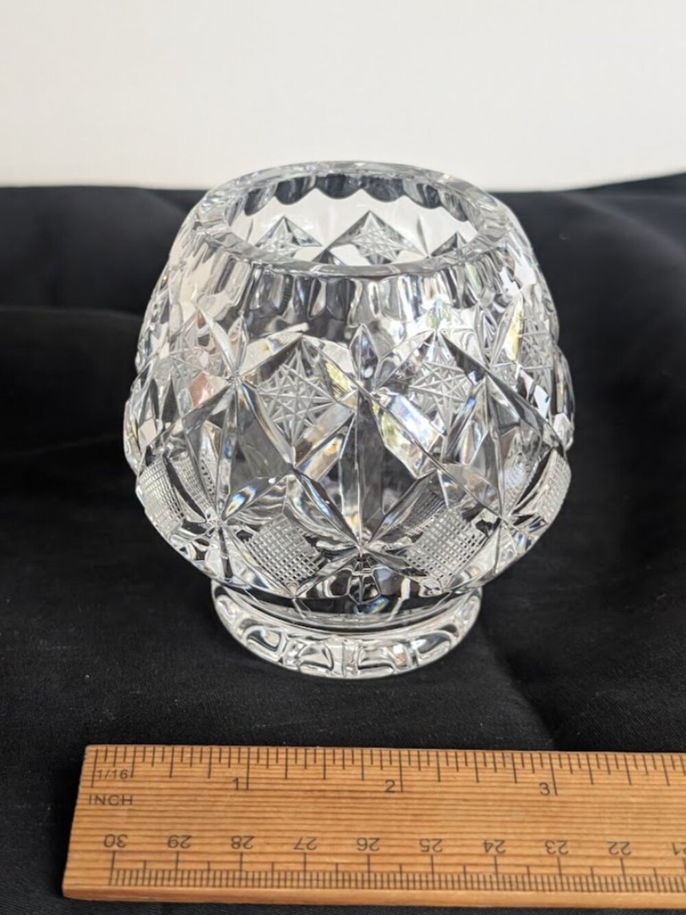 Cut Lead Crystal Clear Glass Votive Tea Light Candle holder or Rose Bowl Vase